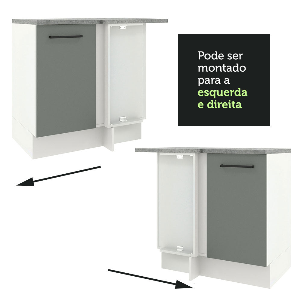 Gabinete Bajo de Esquina de Cocina 60 de Profundidad con 1 Puerta (Sin Encimera) Agata Blanco/Gris