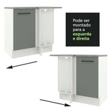 Gabinete Bajo de Esquina de Cocina 60 de Profundidad con 1 Puerta (Sin Encimera) Agata Blanco/Gris