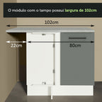 Gabinete Bajo Esquinero 102 cm 1 Puerta Blanco/Gris Agata Madesa