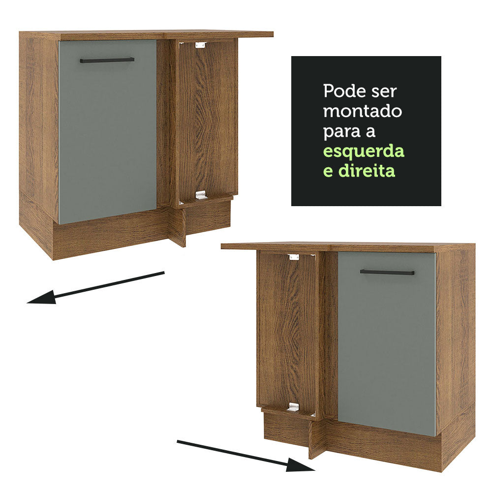 Gabinete Bajo de Esquina de Cocina 60 de Profundidad con 1 Puerta (Sin Encimera) Agata Marrón/Gris