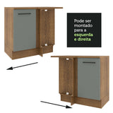 Gabinete Bajo de Esquina de Cocina 60 de Profundidad con 1 Puerta (Sin Encimera) Agata Marrón/Gris