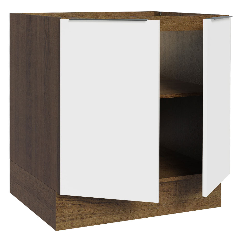 Gabinete Bajo 80 cm 2 Puertas Sin Encimera Marrón/Blanco Stella Madesa