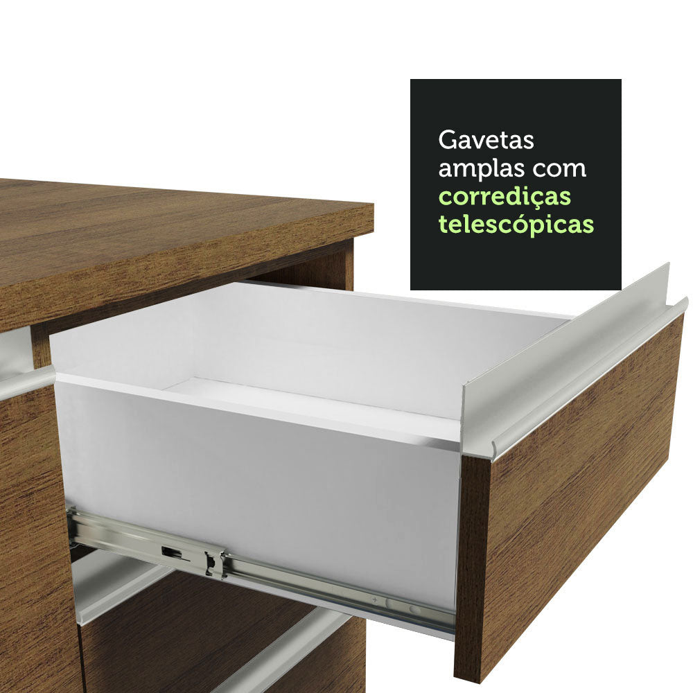 Gabinete Bajo 80 cm 2 Cajones Marrón Glamy Madesa