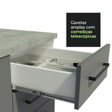 Gabinete Bajo 80 x 60 cm 2 Cajones (Con Encimera) Agata Blanco/Gris