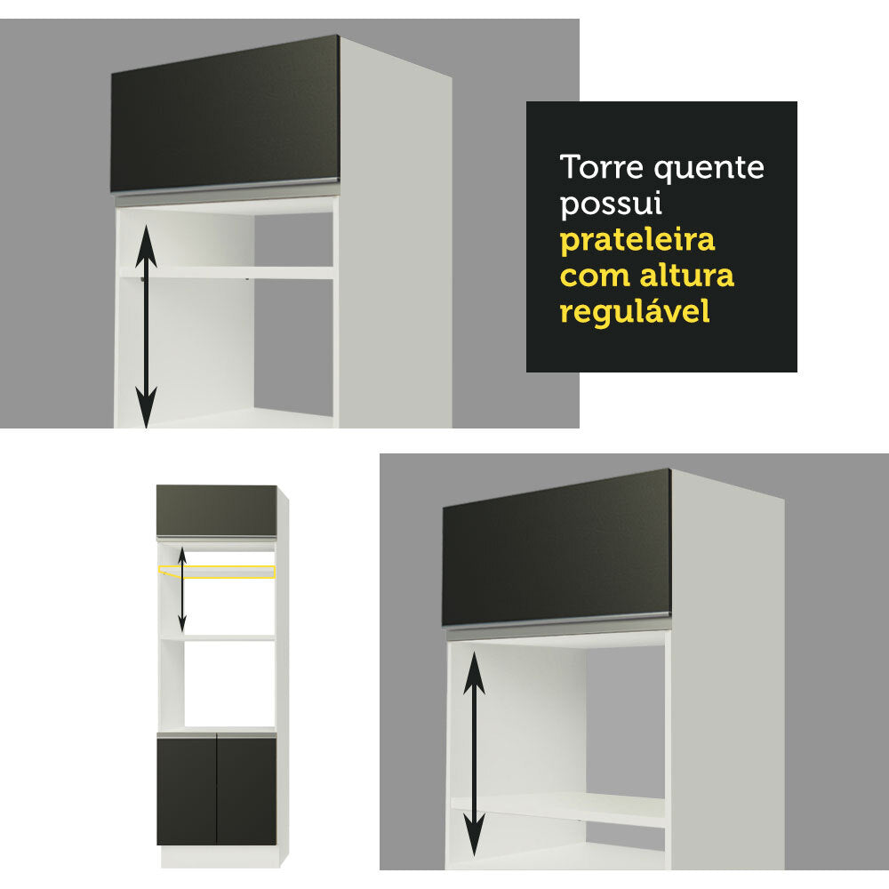 Mueble para Horno 70 cm 3 Puertas Blanco/Negro Glamy Madesa