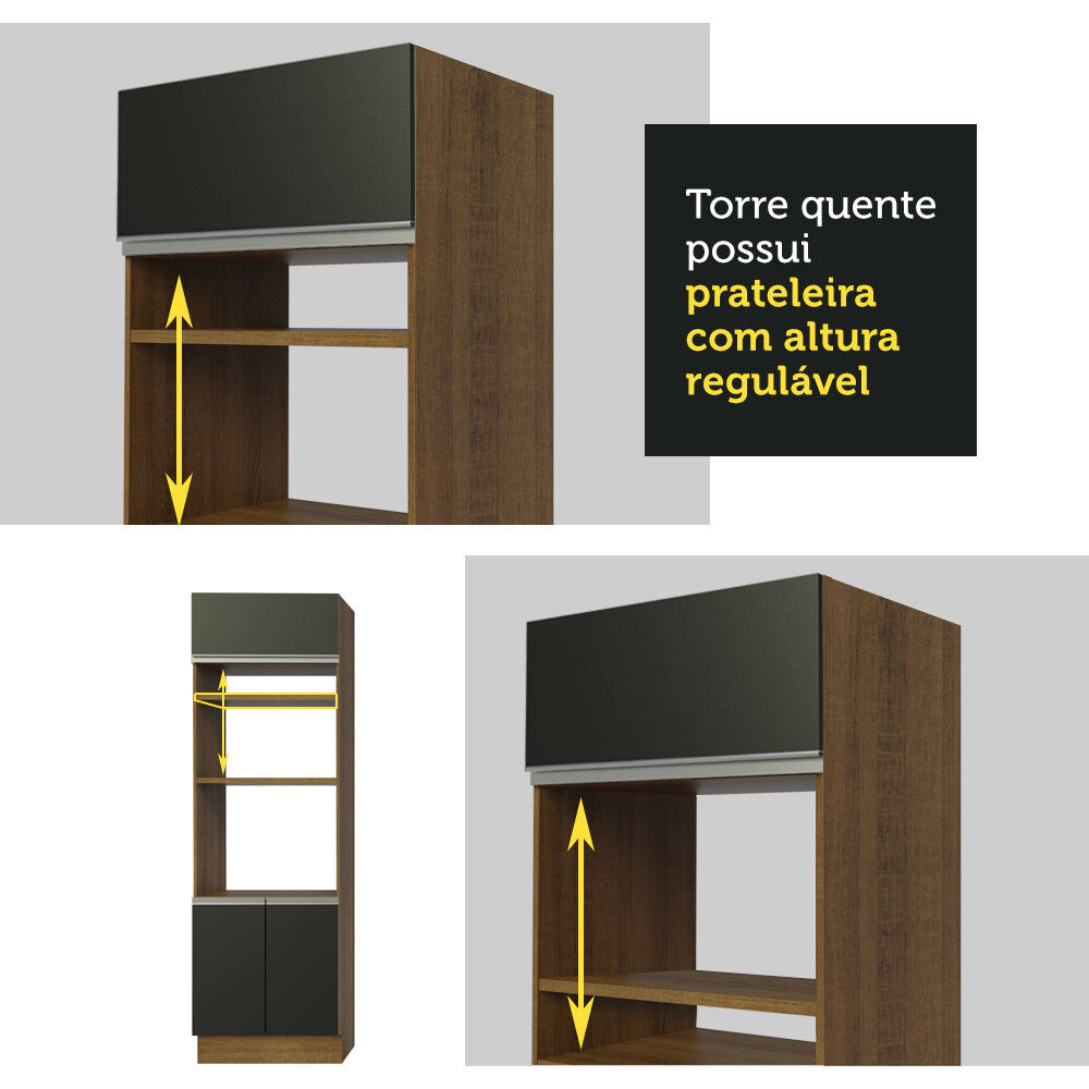 Mueble para Horno 70 x 60 cm 3 Puertas Marrón/Negro Glamy