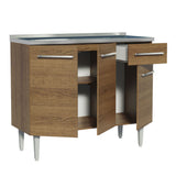 Mueble de Cocina 3 Puertas y 1 Cajón 105cm con Fregadero Marrón Emilly