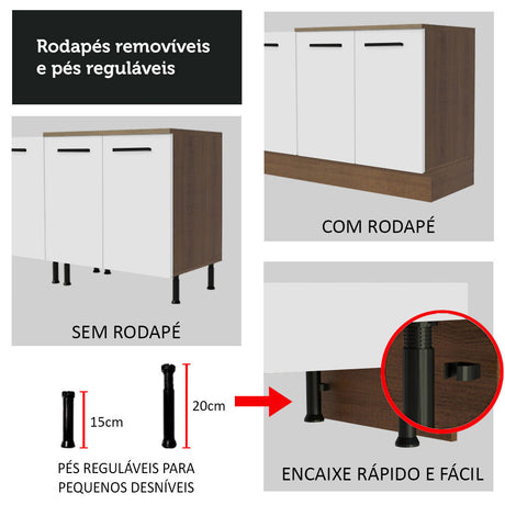 Mueble de Cocina para Fregadero 120 cm 2 Puertas (con Tablero) Marrón/Blanco Agata Madesa