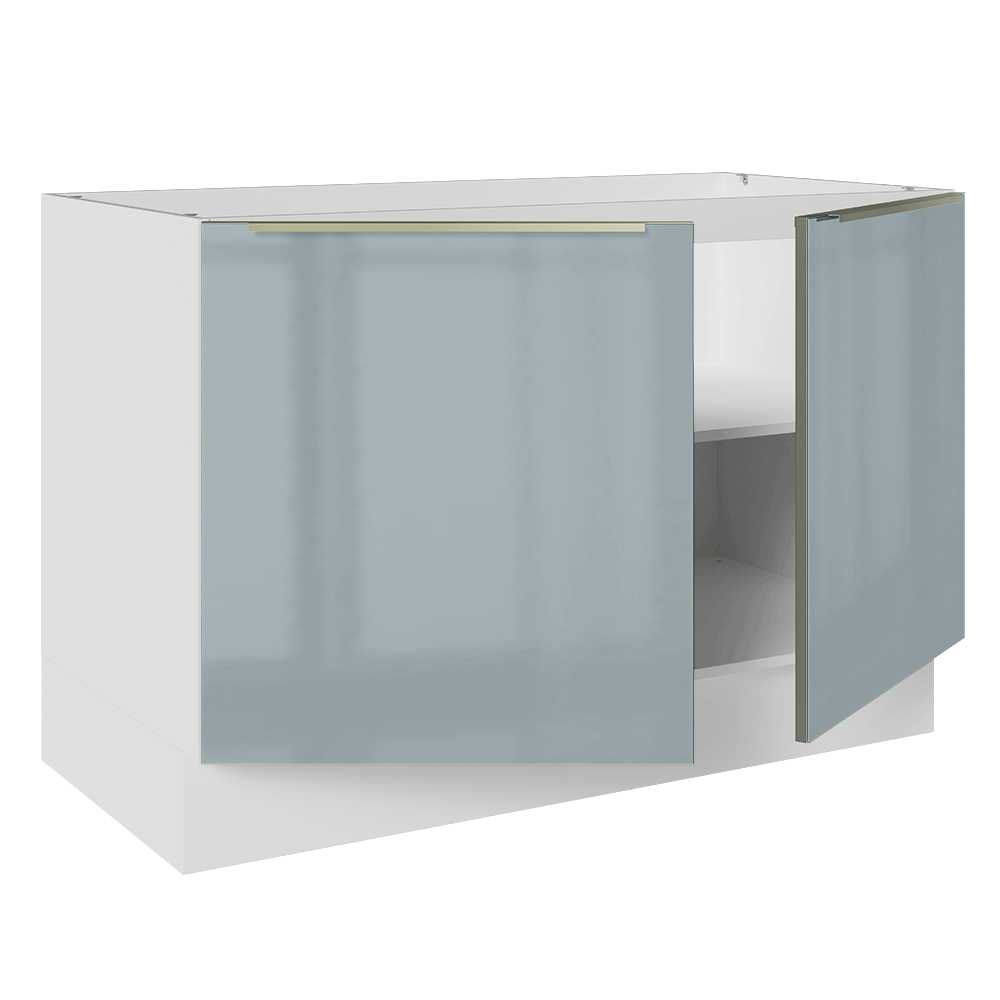 Gabinete Bajo para Fregadero 120 cm 2 Puertas (Sin Encimera) Blanco/Gris Lux Madesa
