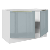 Gabinete Bajo para Fregadero 120 cm 2 Puertas (Sin Encimera) Blanco/Gris Lux Madesa