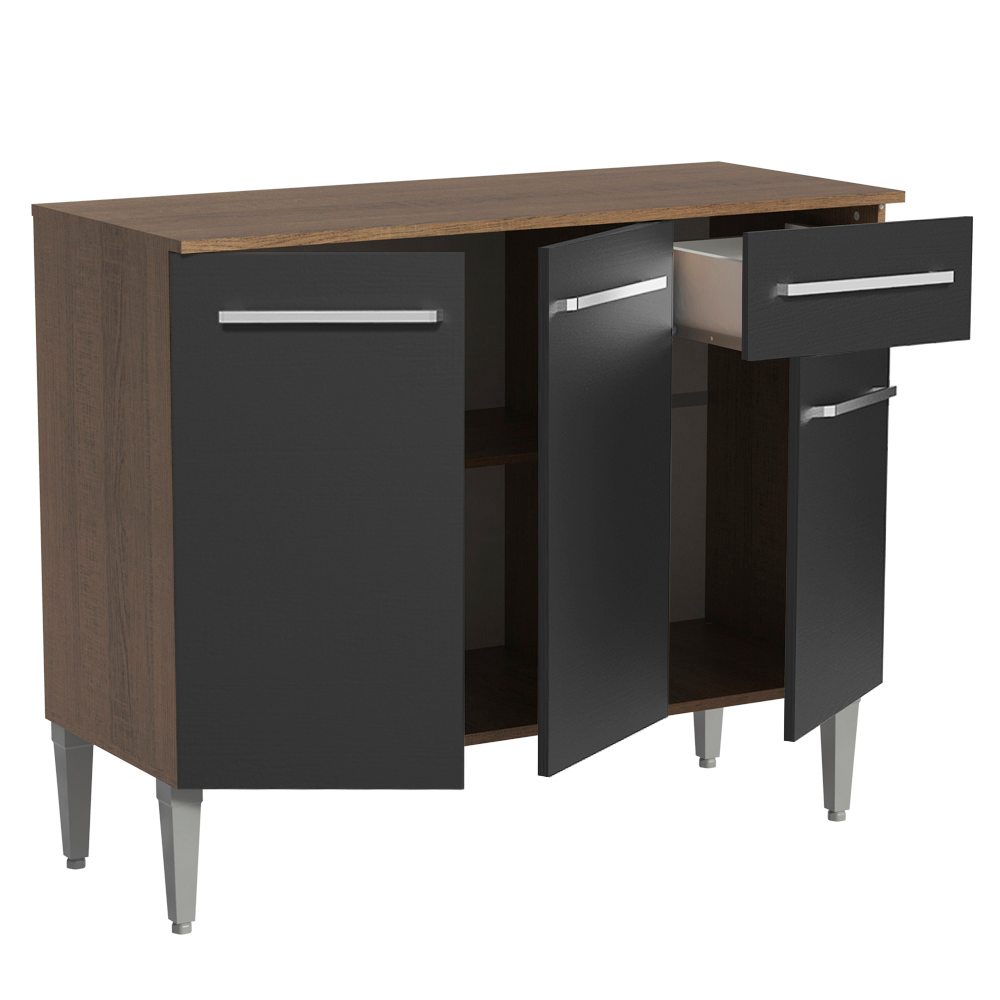 Mueble de Cocina para Fregadero 3 Puertas y 1 Cajón Marrón/Negro Emilly