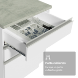 Mueble de Cocina 2 Puertas 2 Cajones 150cm (Con Encimera) Blanco Glamy