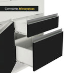 Gabinete Bajo para Fregadero 150 cm 2 Puertas 2 Cajones Sin Encimera Blanco/Negro Glamy Madesa