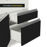 Gabinete Bajo para Fregadero 150cm 2 Puertas y 2 Cajones (Sin Encimera Ni Fregadero) Glamy Blanco/Negro
