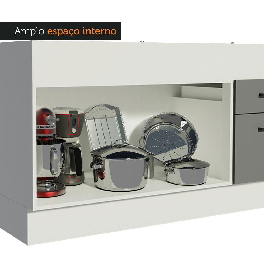 Gabinete Bajo para Fregadero 150 cm 2 Puertas 2 Cajones Sin Encimera Blanco/Gris Agata Madesa