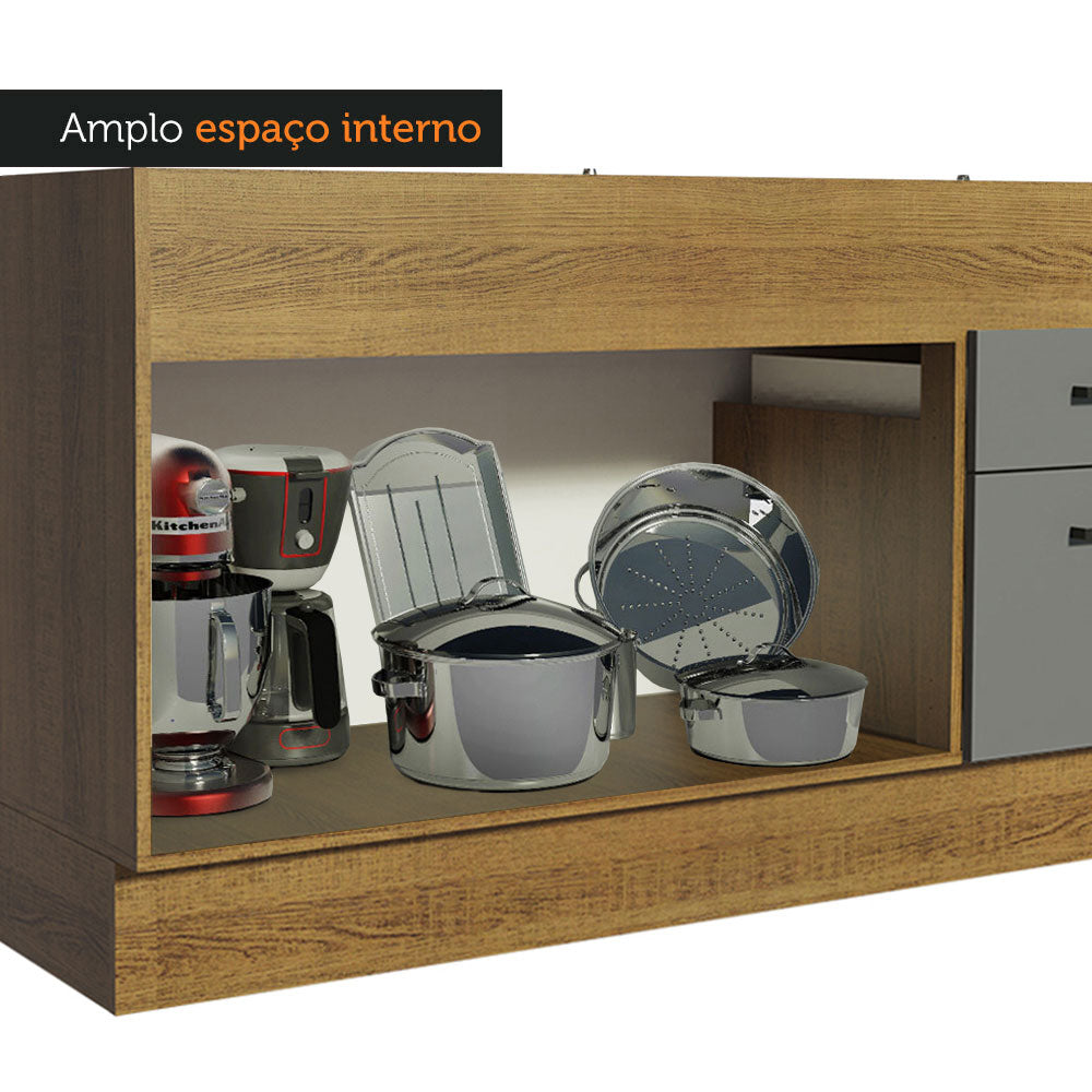 Gabinete Bajo para Fregadero 150 cm 2 Puertas 2 Cajones Sin Encimera Marrón/Gris Agata Madesa