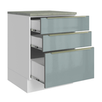 Gabinete Bajo 60 cm 3 Cajones Blanco/Gris Lux Madesa