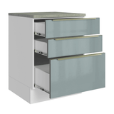 Gabinete Bajo de Cocina 60 cm 3 Cajones Blanco/Gris Lux Madesa