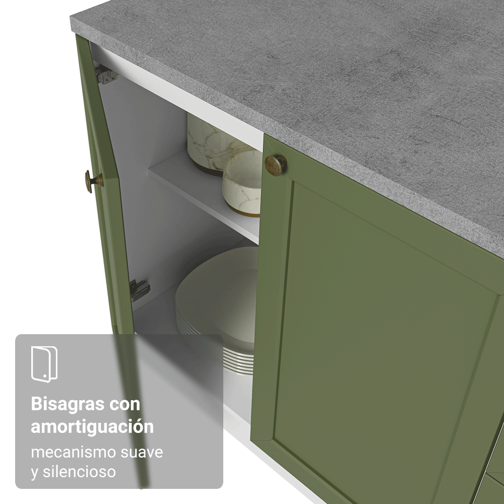 Gabinete Bajo de Cocina 70 cm 2 Puertas (Sin Encimera) Blanco/Verde Vik Madesa