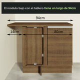 Gabinete Bajo de Esquina de Cocina Glamy 1 Puerta Marron