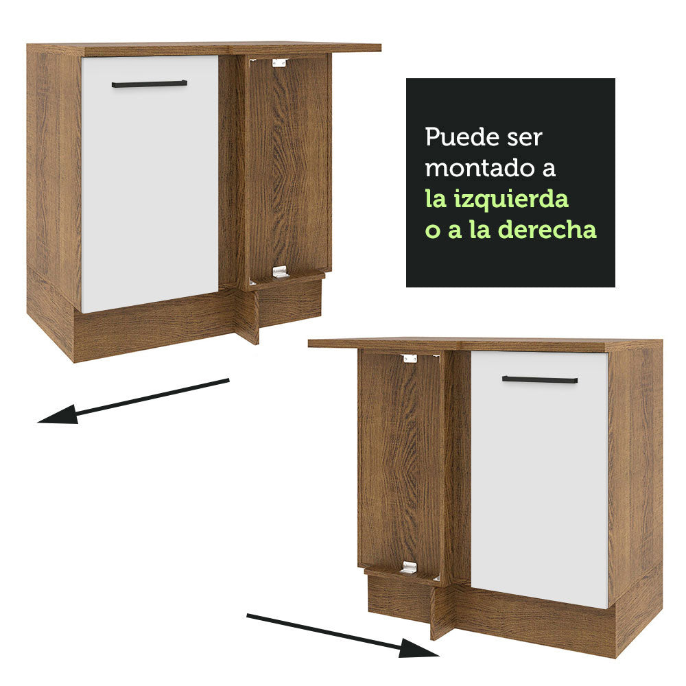Gabinete Bajo Esquinero 94 cm 1 Puerta Marron/Blanco Agata Madesa