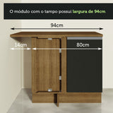 Gabinete Bajo de Esquina de Cocina con 1 Puerta Glamy Marrón/Negro