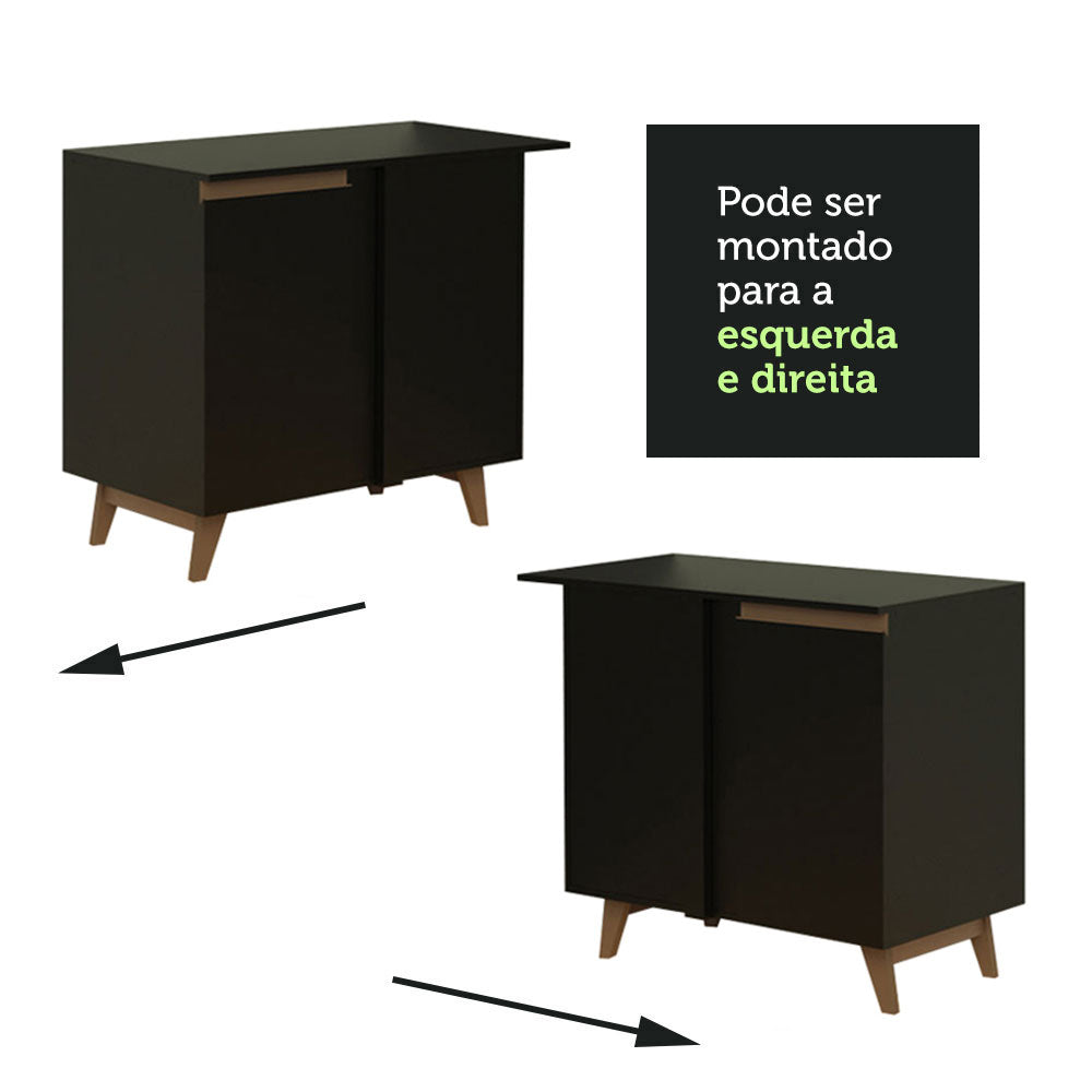 Gabinete Bajo Esquinero 90 cm 1 Puerta Negro Reims Madesa