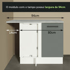 Gabinete Bajo Esquinero 94 cm 1 Puerta Blanco/Gris Agata Madesa