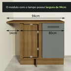 Gabinete Bajo Esquinero 94 cm 1 Puerta Marrón/Gris Agata Madesa
