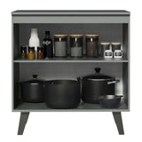 Gabinete Bajo 80 cm 2 Puertas Con Patas Gris Nice Madesa