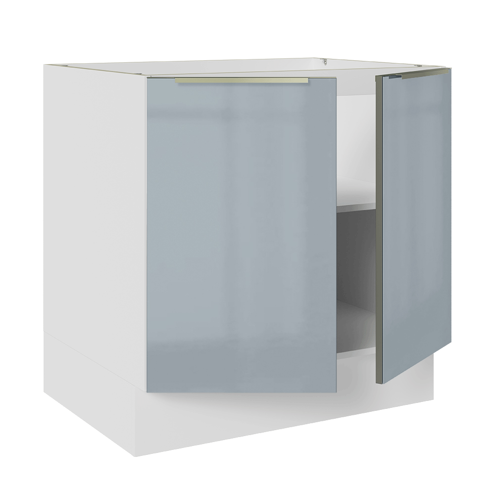 Gabinete Bajo 80 cm 2 Puertas Sin Encimera Blanco/Gris Lux Madesa