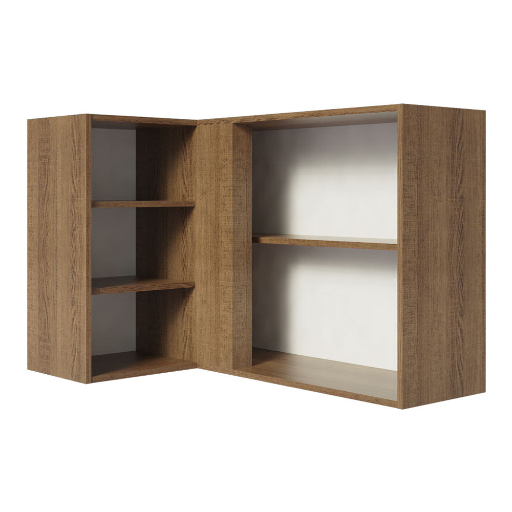 Gabinete Superior Esquinero 166 cm 1 Puerta 3 Nichos Marrón/Blanco Stella Madesa