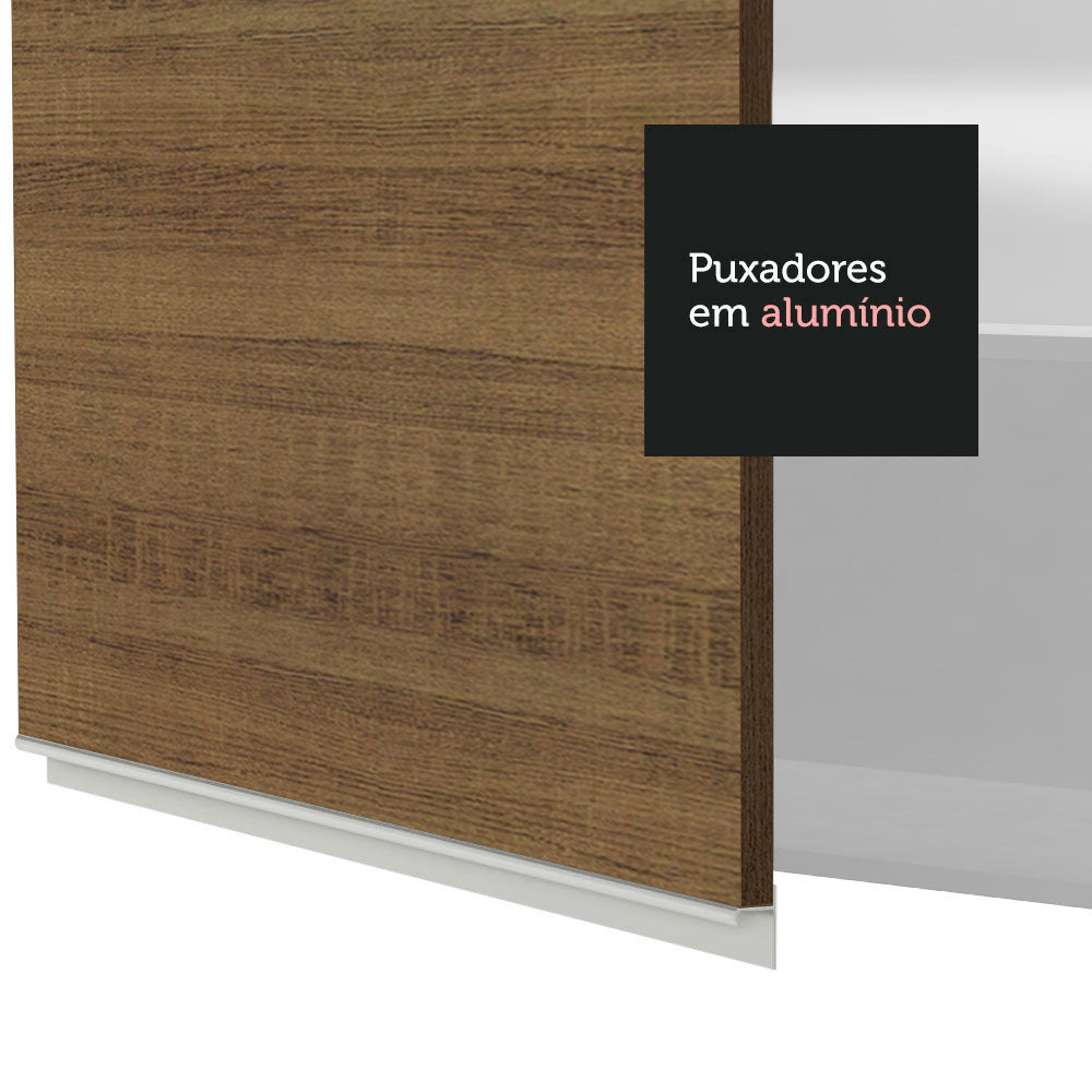 Gabinete Superior Esquinero 166 cm 1 Puerta 3 Nichos Blanco/Marrón Glamy Madesa