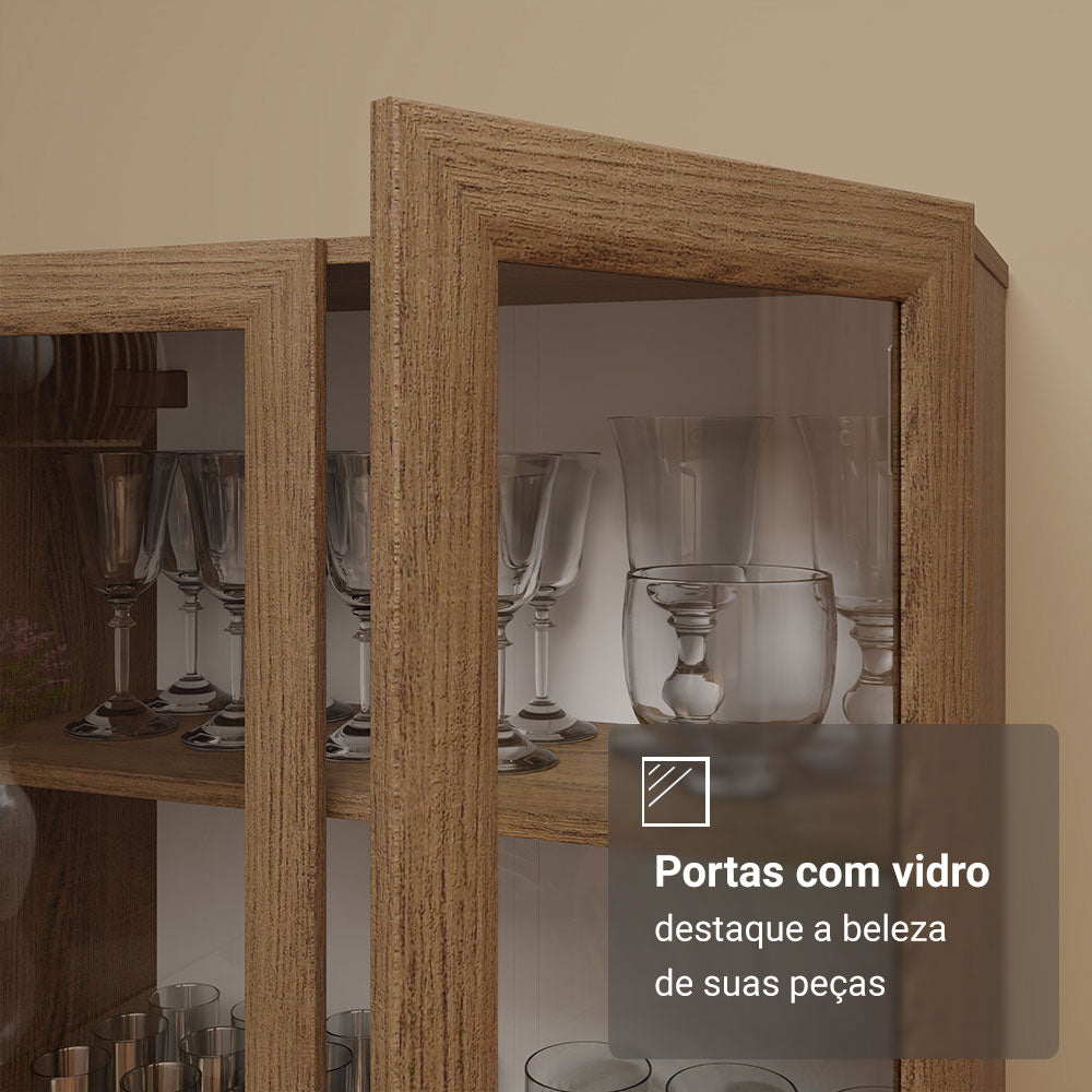 Mueble de Cocina Vitrina 70cm 2 Puertas de Vidrio con Patas Marrón Madesa