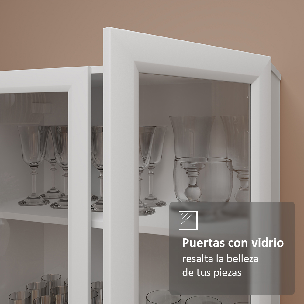 Vitrina 70 cm 2 Puertas de Vidrio con Patas Trapecio Blanco/Marrom Madesa
