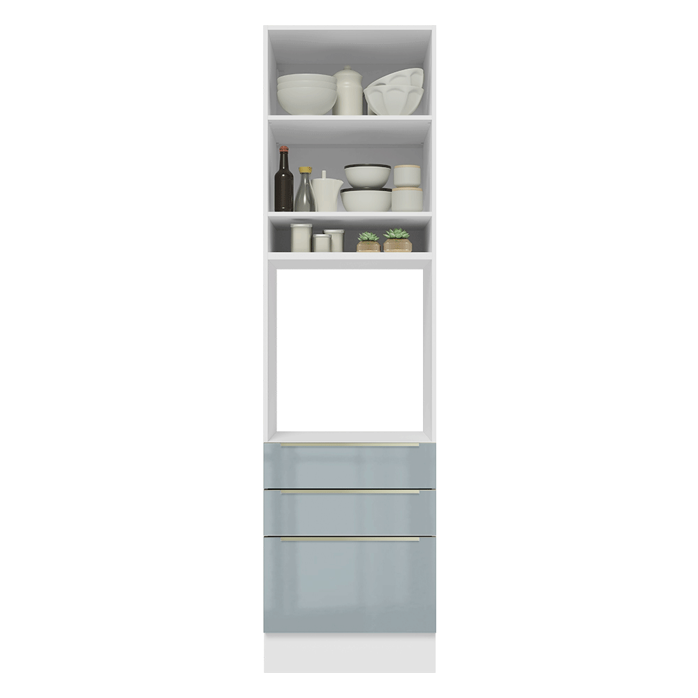 Mueble para Horno 60 cm 1 Puerta e 3 Cajones Blanco/Gris Lux Madesa