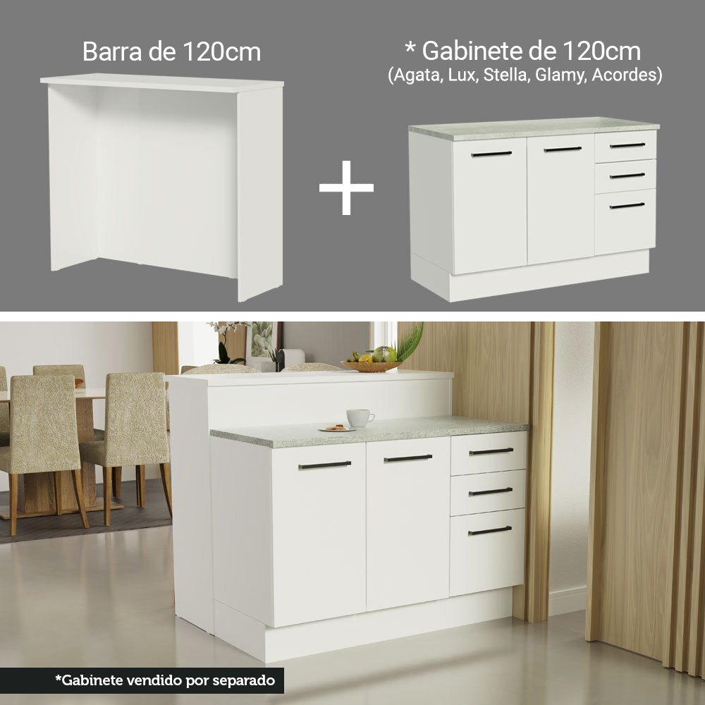 Isla de Cocina con Encimera 120 cm Blanco Madesa