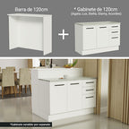 Isla de Cocina con Encimera 120 cm Blanco Madesa