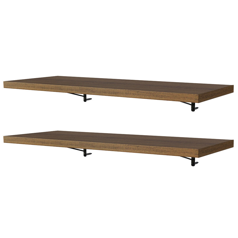 Kit 2 Repisas de Cocina 80 cm con Soporte Metálico Marrón