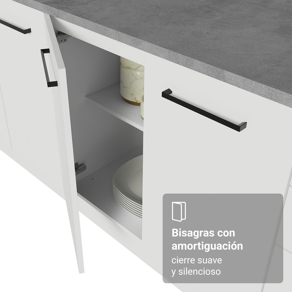 Cocina Integral Esquinera 399cm Blanco Agata 02
