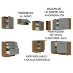 Cocina Integral Esquinera 399cm Marrón/Gris Agata 02