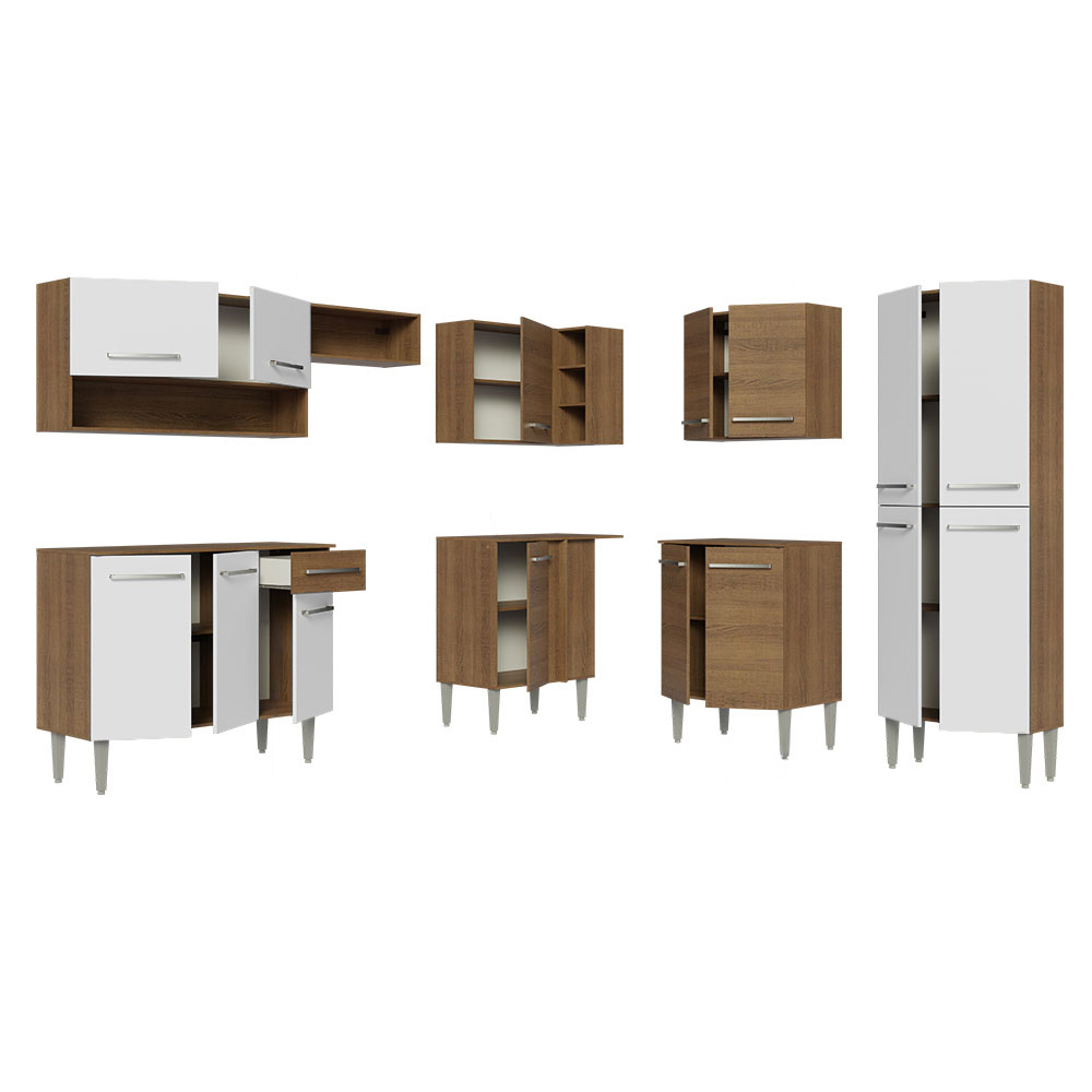 Cocina Integral Esquinera 417cm Marrón/Blanco Emilly 02
