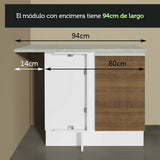 Cocina Integral Esquinera 349cm Blanco/Marrón Glamy 07