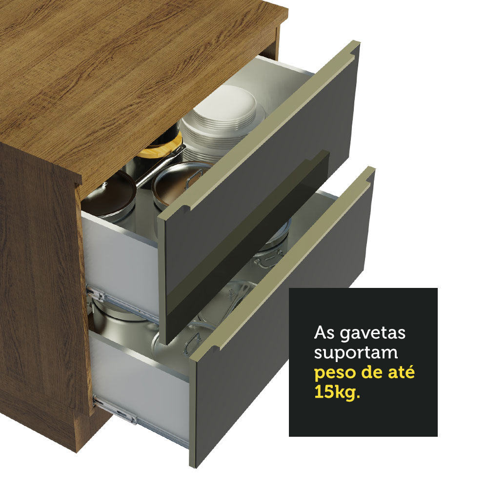 Cocina Integral Esquinera 546cm Marrón/Negro Lux 05