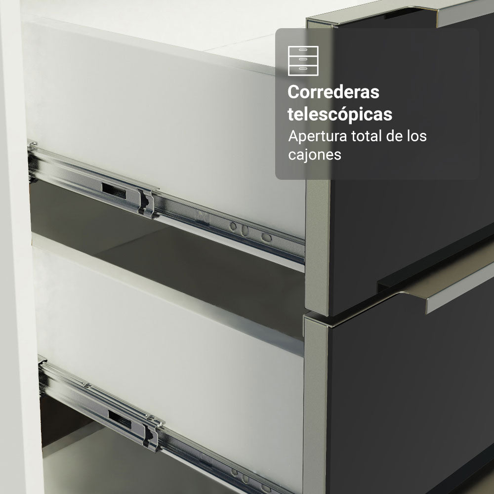 Cocina Integral 566cm Blanco/Negro Lux 01