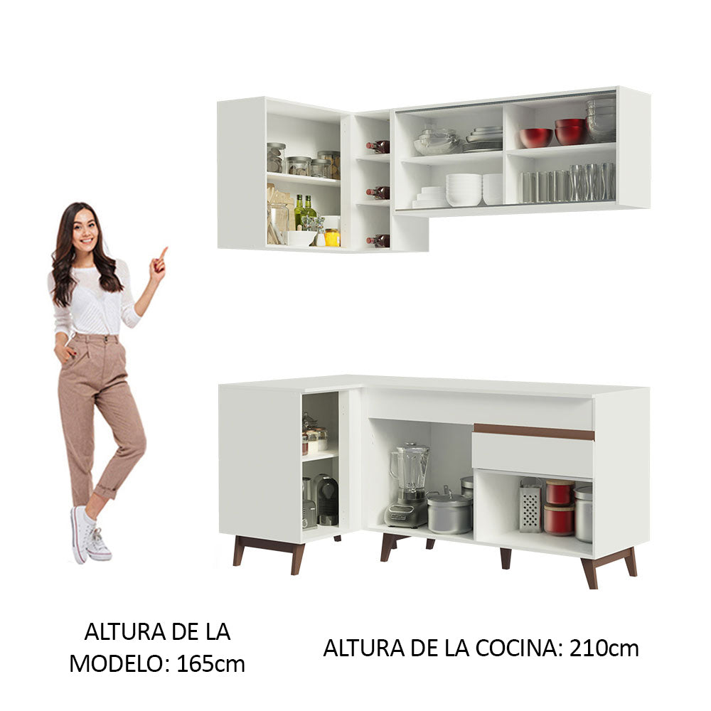 Cocina Integral Esquinera 262cm Blanco Reims 01