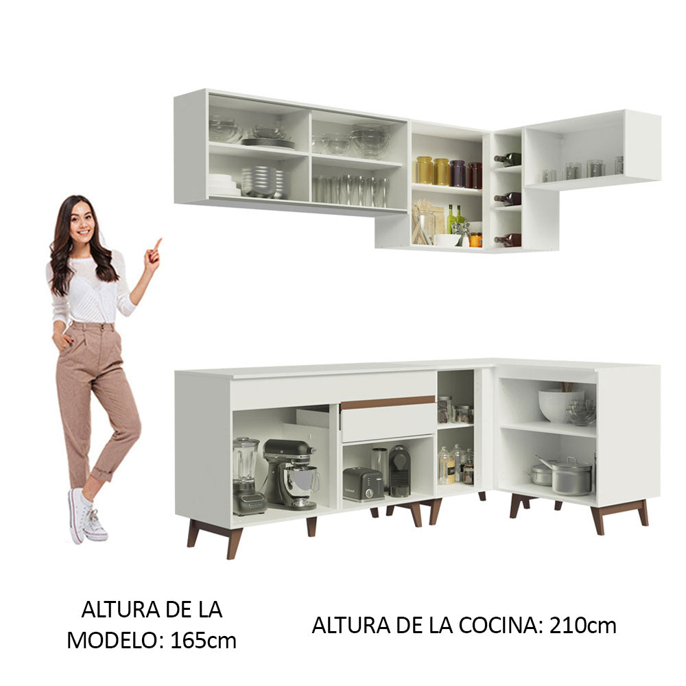 Cocina Integral de Esquina 332cm Blanco Reims 02