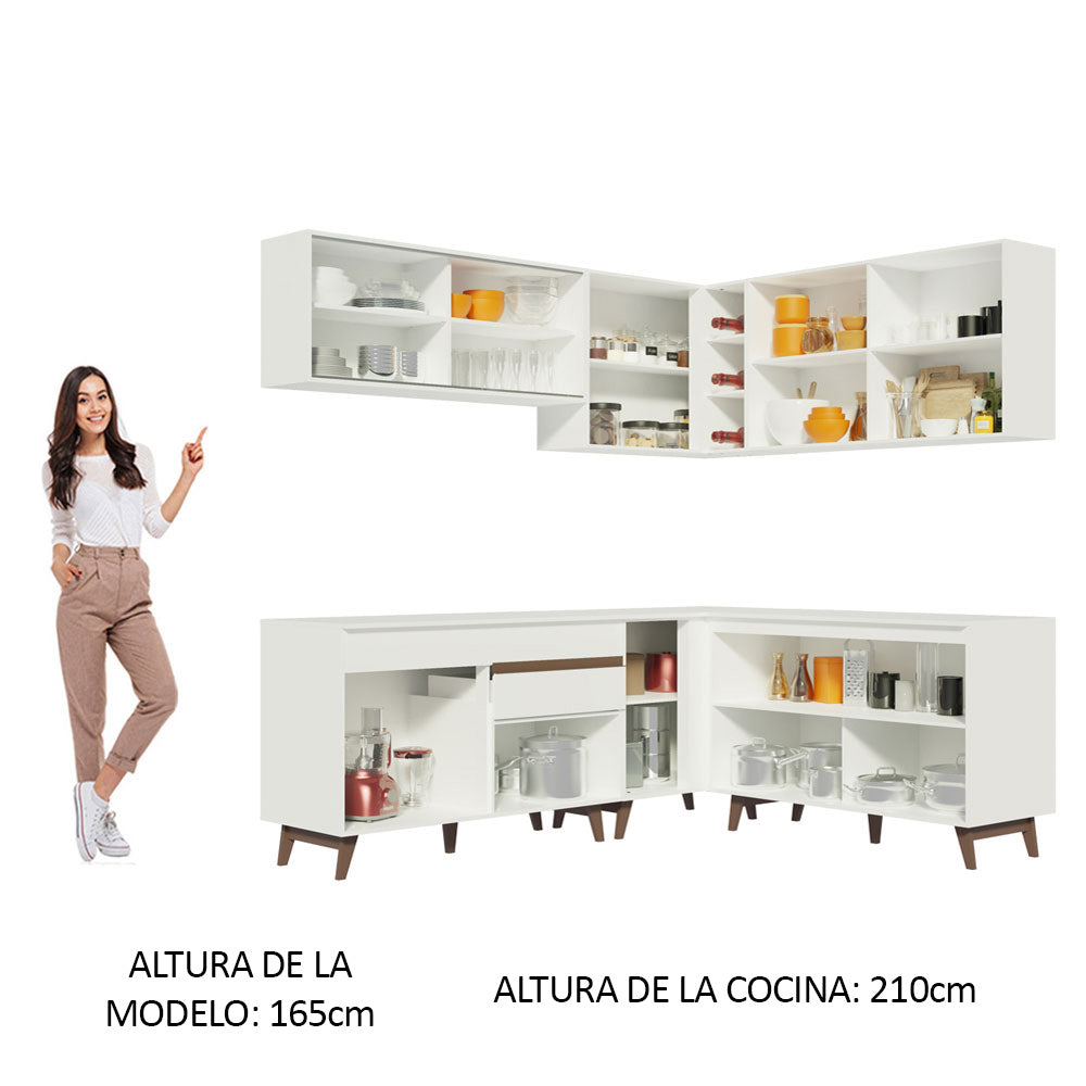 Cocina Integral Esquinera 382cm Blanco Reims 01