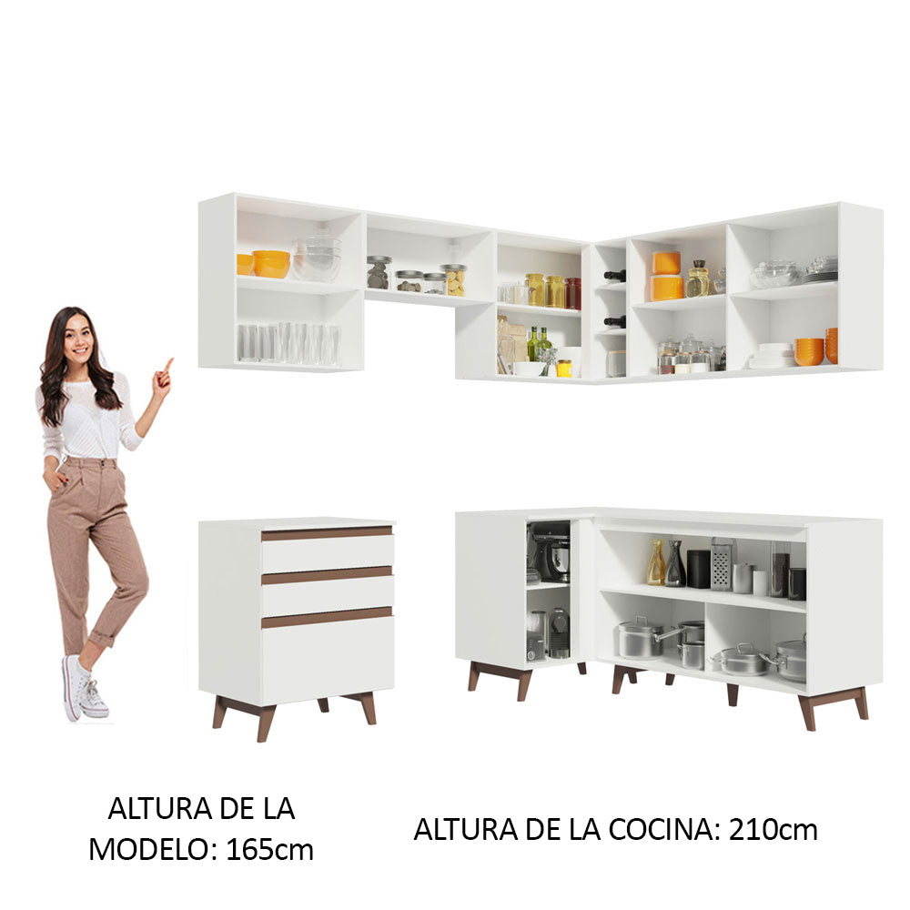 Cocina Integral Esquinera 392cm Reims Blanco 01