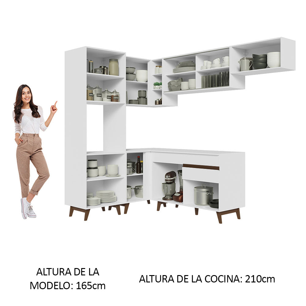 Cocina Integral Esquinera 392cm Blanco Reims Madesa 03